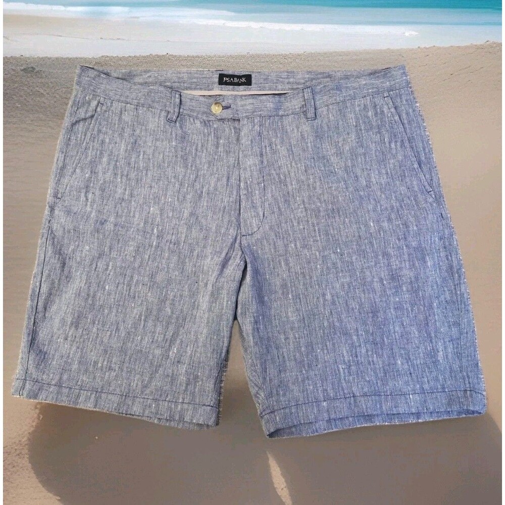 Jos A Bank Linen Blend Short Men's 42 Lakeside Blue 9in Inseam